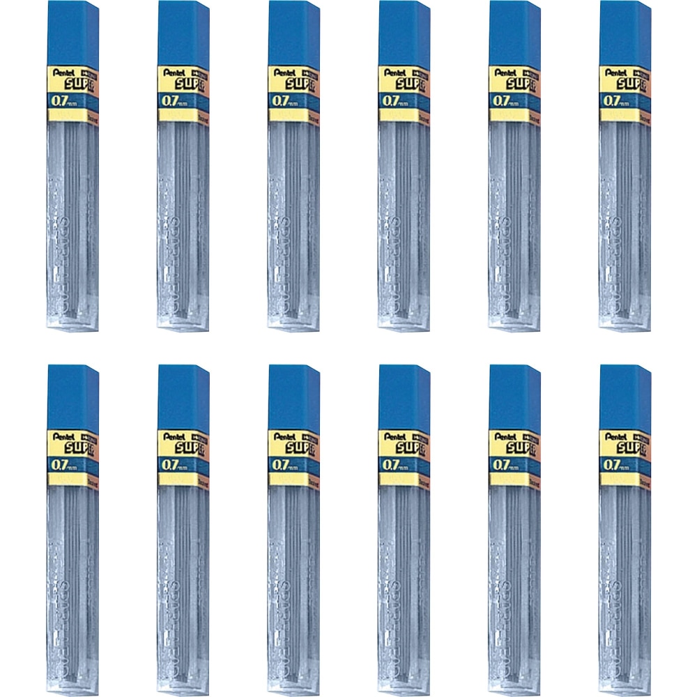 Pentel Super Hi-Polymer Leads - 0.7 mm, Medium Point - 2H - Black Lead - 12/Tube - 12 / Box MPN:502HBX