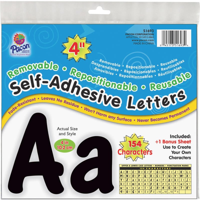Pacon 154 Character Self-adhesive Letter Set - (Uppercase Letters, Numbers, Punctuation Marks) (Min Order Qty 6) MPN:51693