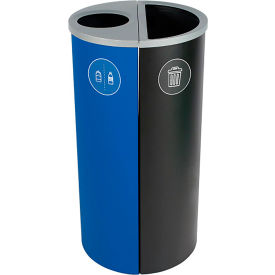 Busch Systems Spectrum Ellipse Slim Double Recycling Station For Cans & Bottles 16 Gal CapBlue/Blk 101173