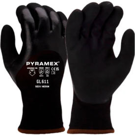 Pyramex® GL611 Insulated Cut Resistant Dipped Gloves Nitrile Coated ANSI A6 M Black GL611M - Pkg Qty 12