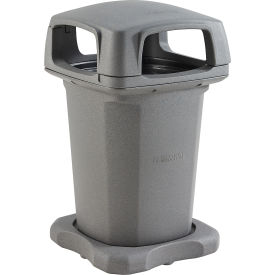 GoVets™ Plastic Outdoor Trash Can Hinged Lid 60 Gallon Gray 315732