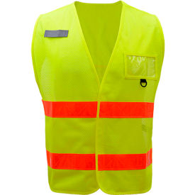 GSS Safety Incident Command Vest - Lime with Orange Prismatic Tape One Size Fits All 3111