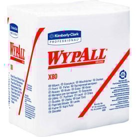 WypAll® Power Clean X80 Heavy Duty Cloths 1/4 Fold 12.5 x 12 White 50/Box 4 Boxes/Carton KIM41026
