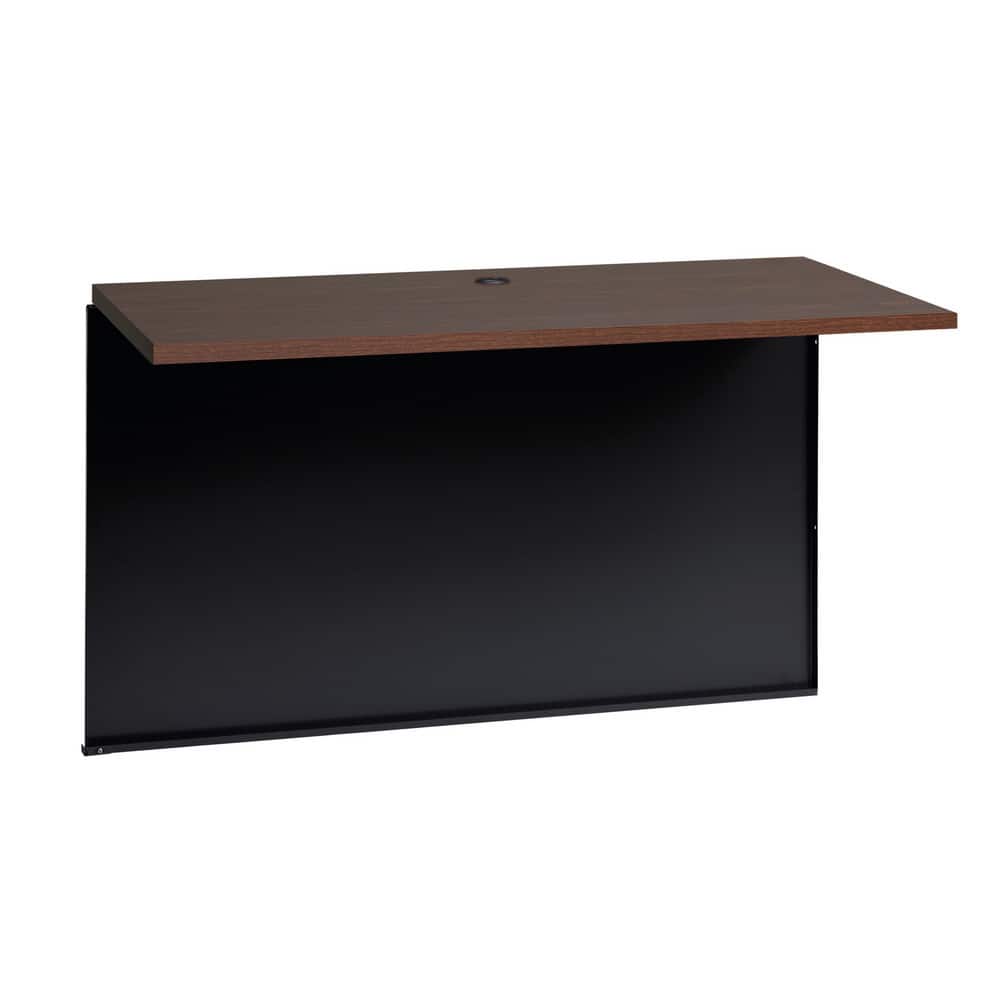 Steel Base Return/Bridge Shell Desk: Woodgrain Laminate Top, Black & Walnut MPN:20557