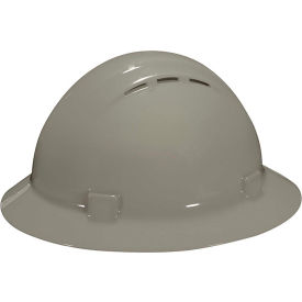 ERB® Americana® Vented Full Brim Hard Hat 4-Point Nylon Mega Ratchet Suspension Gray WEL19637GY - Pkg Qty 12