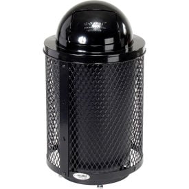 GoVets™ Outdoor Diamond Steel Trash Can With Dome Lid & Base 36 Gallon Black 948BKD261