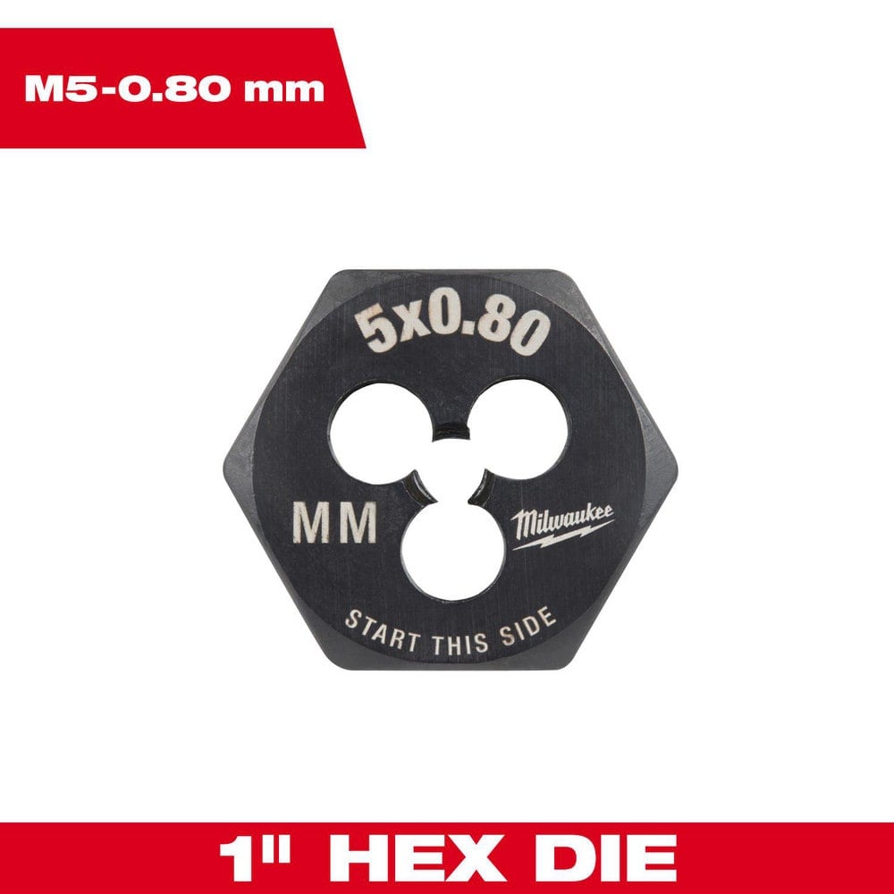 Hex Rethreading Dies; Thread Size (mm): M5x0.8; Material: Carbon Steel; Thread Direction: Right Hand; Thread Standard: Metric Coarse; Series: Hex-LOK; Hex Size (Decimal Inch): 1.0000 MPN:49-57-5329