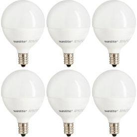 Sunlite® LED G16.5 Bulb 120V 5W 350 Lumens Candelabra Screw Base White 0.9 lb Wt Pk of 6 40296-SU - Pkg Qty 6