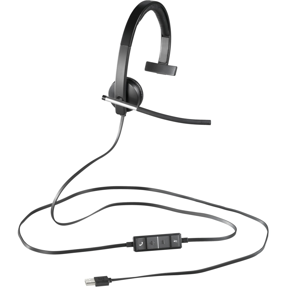 Logitech USB Headset Mono H650e - Mono - USB - Wired - 50 Hz to 10 kHz - Over-the-head - Monaural - Supr - 981000513 MPN:981-000513