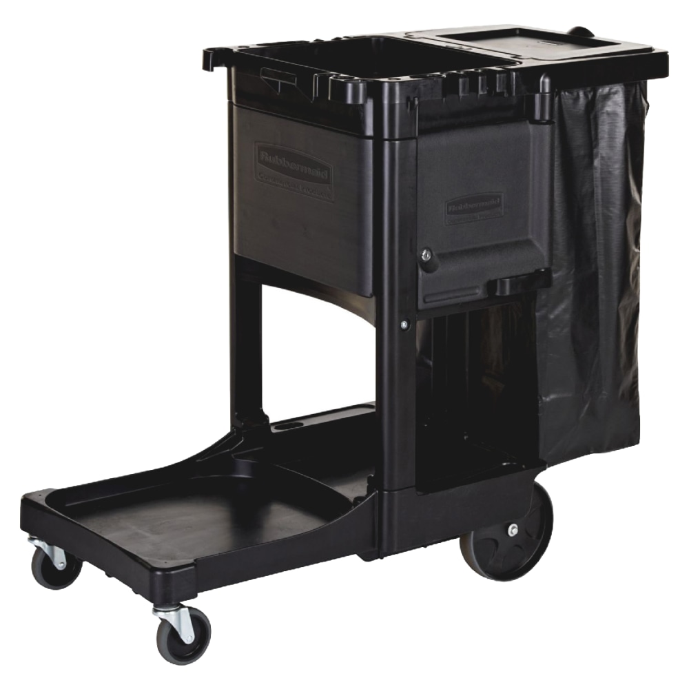 Rubbermaid Executive Janitorial Cart, 22 1/2in x 11 3/4in x 34 1/2in, Black MPN:1861430