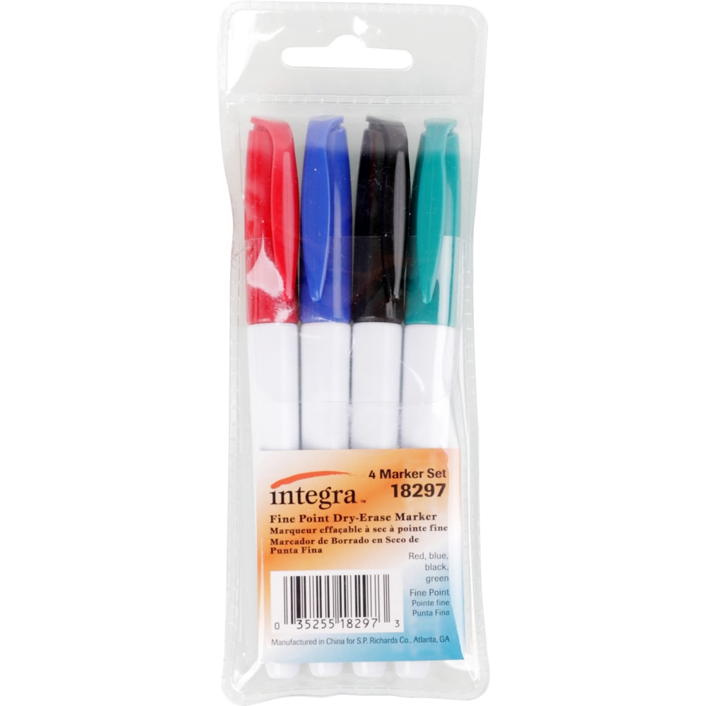 Integra Dry-Erase Markers - Assorted Ink - Alcohol Based - 4 / Set MPN:18297