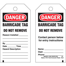 Brady® 132422 Danger Barricade Tag 2 Sided 25/Pkg Polyester 3