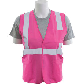 ERB® S762P Non-ANSI Safety Vest Hook & Loop Closure M Hi-Viz Pink WEL61331HPMD