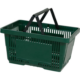 VersaCart® Plastic Shopping Basket 28 Liter w/ Nylon Handle 206-28L - Drk Green Pack Qty of 12 - Pkg Qty 12 206-28L-NH-DGN-12