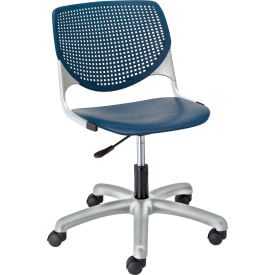 KFI Poly Task Chair with Casters and Perforated Back - Navy TK2300-P03