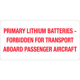 Tape Logic® Air Specialty Labels ''Primary Lithium Batteries'' 2