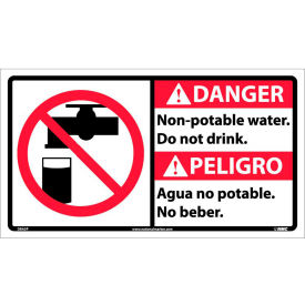 Bilingual Vinyl Sign - Danger Non-Potable Water Do Not Drink DBA5P