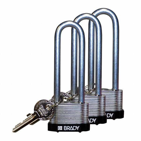 Lockout Padlock: Keyed Alike, Key Retaining, Steel, 3