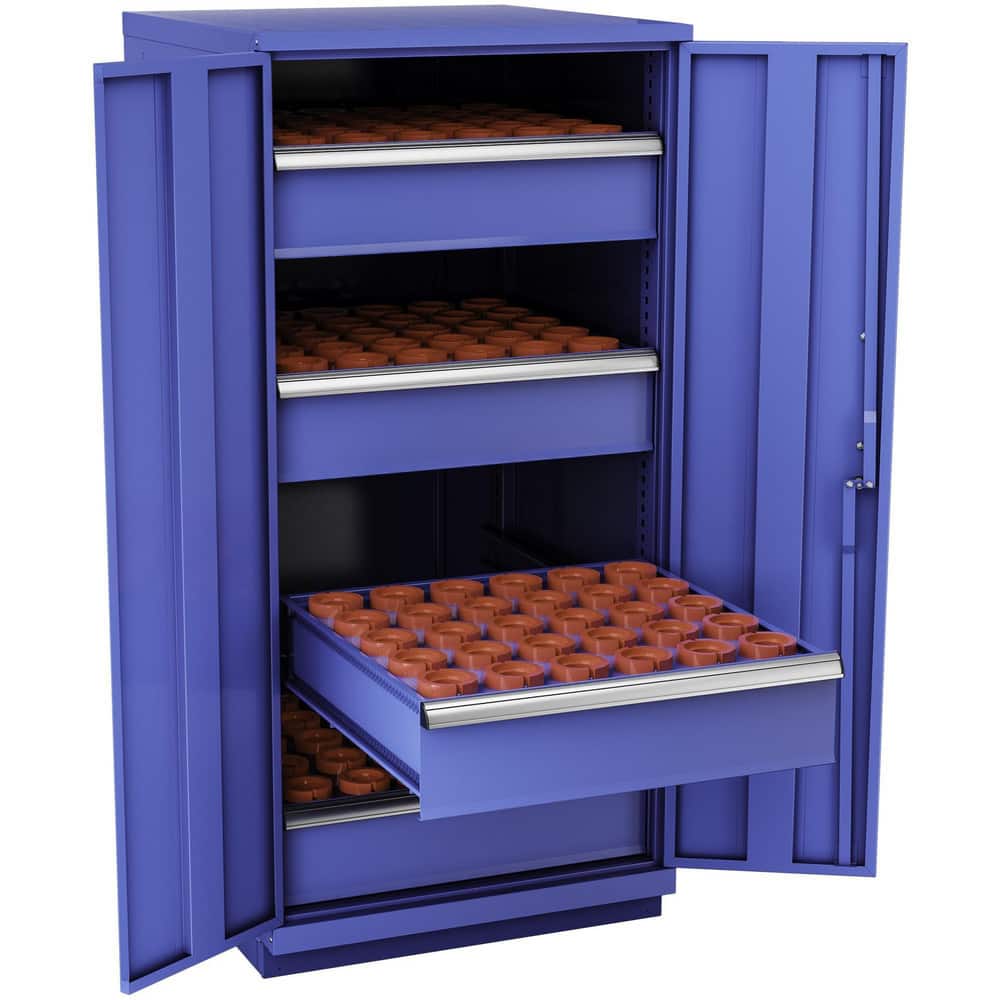 CNC Storage Cabinets, Cabinet Type: Modular , Taper Size: HSK100 , Number Of Doors: 2.000 , Number Of Drawers: 4.000 , Color: Bright Blue  MPN:S2700H100-BB
