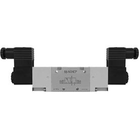 Aignep USA 3/2 Double Solenoid Valve Ext Pilot 1/8 NPTF 110V AC/5VA Coil Black Connection 01VA130002N0501