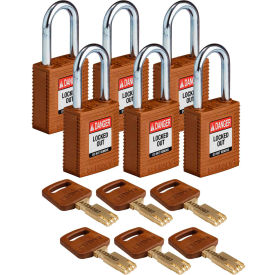 Brady® NYL-BRN-38ST-KA6PK Brady SafeKey Lockout Padlock Nylon 1.5