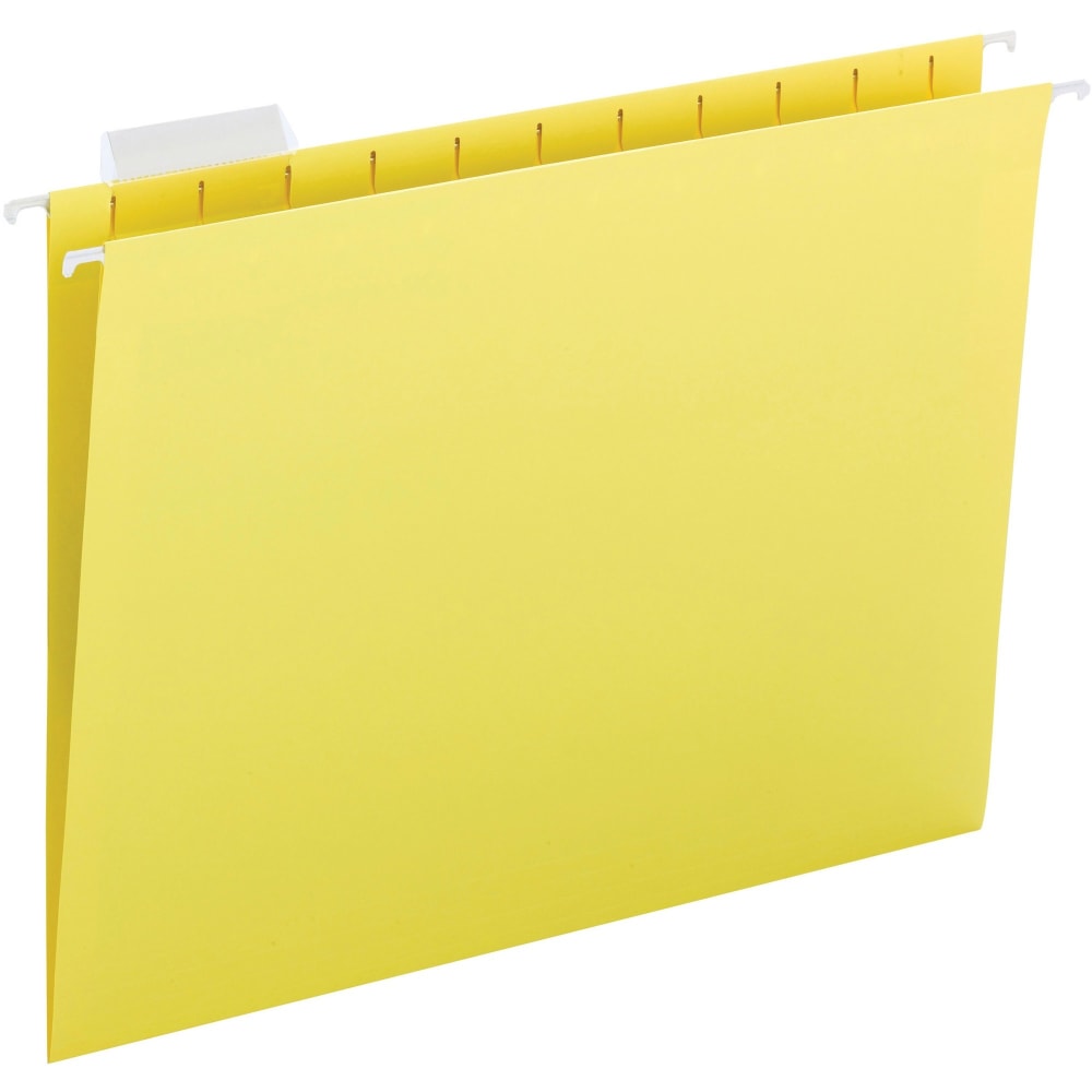 Business Source 1/5 Tab Cut Letter Recycled Hanging Folder - 8 1/2in x 11in - Yellow - 10% Recycled - 25 / Box MPN:03177