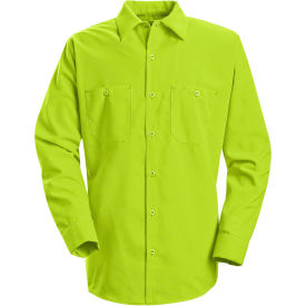 Red Kap® Enhanced Visibility Long Sleeve Work Shirt Fluorescent Yellow/Green Regular M SS14YERGM