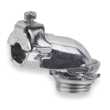 Flexible AC/MC Grounding Connector, 3/8 in, Threaded, Steel, Electro Zinc Plated, Silver MPN:321-TB