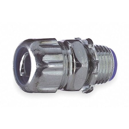 Conduit Fitting Connector, 3 in, Threaded, Steel, Electro Zinc Plated, Gray MPN:5339