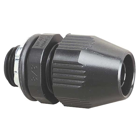 Conduit Fitting Connector, 1-1/4 in, Liquid-Tight, Plastic, PVC Coated, Black MPN:LT125P