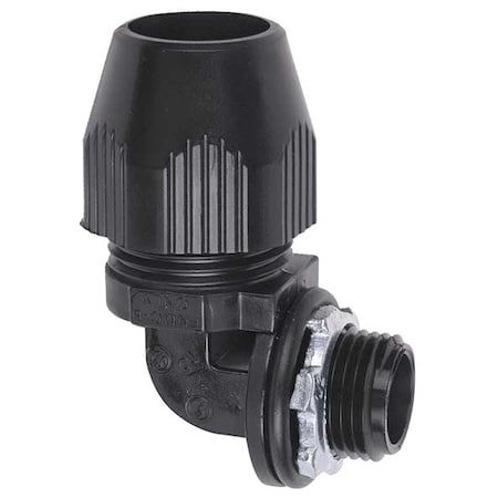 Conduit Fitting 90 Deg Elbow, 1-1/2 in, Liquid-Tight, Plastic, PVC Coated, Black MPN:LT9150P