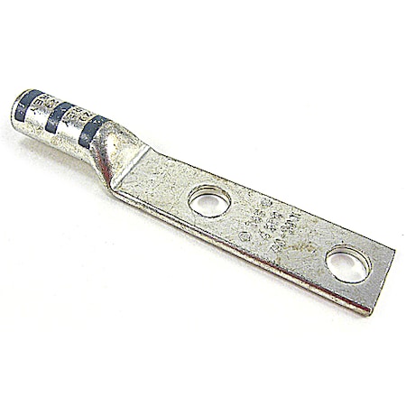 Two-Hole Compression Lug, 4 AWG Max, Long Barrel, Copper, Gray MPN:256-30695-1159