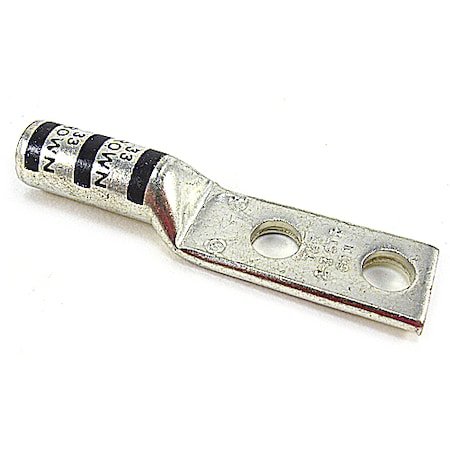 Two-Hole Compression Lug, #2 AWG Max, 3/8 in Stud, Long Barrel, Copper, Brown MPN:256-30695-1160