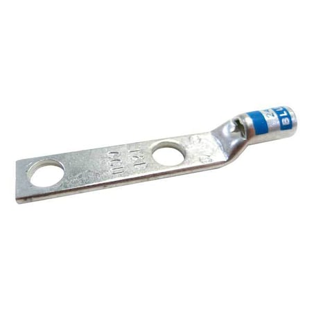 Two-Hole Compression Lug, 6 AWG Max, 1/4 in Stud, Standard Barrel, Copper, Blue MPN:256-30695-252