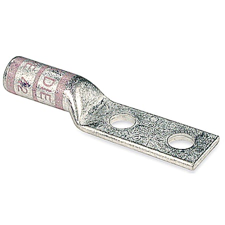 Two-Hole Compression Lug, 1/0 AWG Max, 1/2 in Stud, Standard Barrel, Copper, Pink MPN:256-30695-593