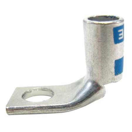 One-Hole Compression Lug, 6 AWG Max, 1/4 in Stud, Short Barrel, Copper, Blue MPN:54105UB