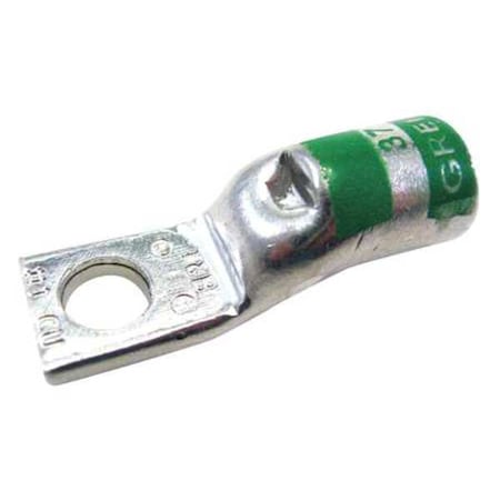 One-Hole Compression Lug, 1 AWG Max, 1/4 in Stud, Short Barrel, Copper, Green MPN:54108NT