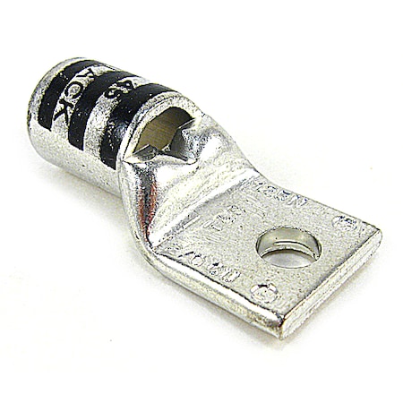 One-Hole Compression Lug, 2/0 AWG Max, 3/8 in Stud, Standard Barrel, Copper, Black MPN:54110