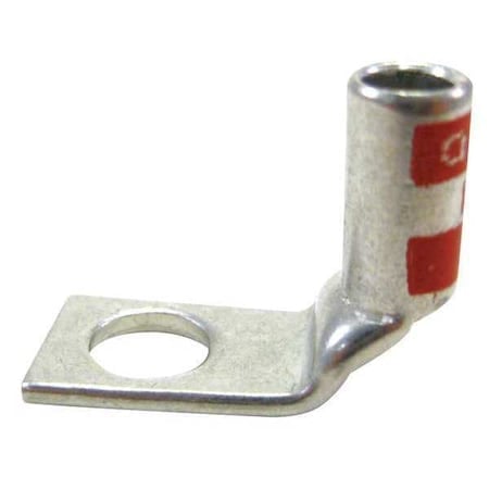 One-Hole Compression Lug, 8 AWG Max, 1/4 in Stud, Short Barrel, Copper, Red MPN:54130UB