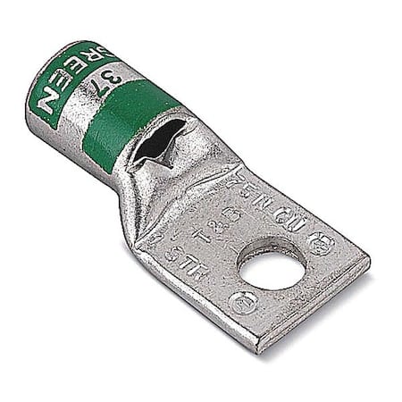 One-Hole Compression Lug, 1 AWG Max, 5/16 in Stud, Standard Barrel, Copper, Green MPN:54147