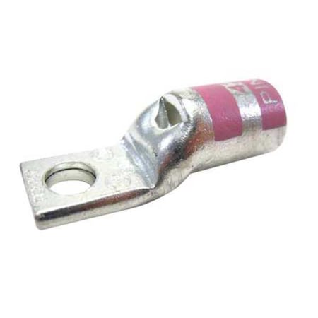 One-Hole Compression Lug, 1/0 AWG Max, 1/4 in Stud, Short Barrel, Copper, Pink MPN:54152NT
