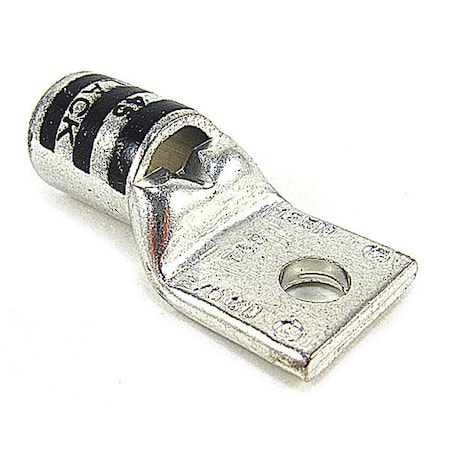 One-Hole Compression Lug, 2/0 AWG Max, 1/4 in Stud, Standard Barrel, Copper, Black MPN:54157