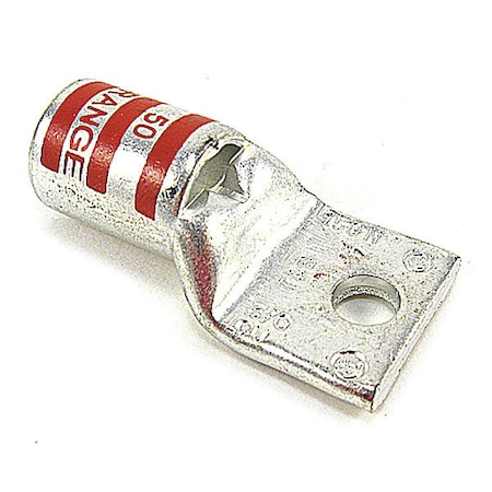 One-Hole Compression Lug, 3/0 AWG Max, 1/4 in Stud, Standard Barrel, Copper, Orange MPN:54162-TB