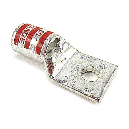 One-Hole Compression Lug, 3/0 AWG Max, 5/16 in Stud, Standard Barrel, Copper, Orange MPN:54163-TB