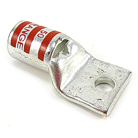 One-Hole Compression Lug, 3/0 AWG Max, 1/2 in Stud, Standard Barrel, Copper, Orange MPN:54165-TB