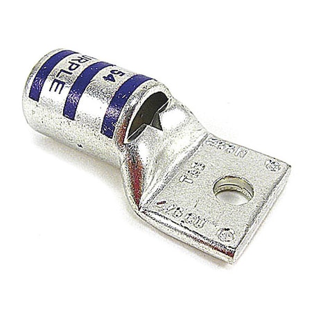 One-Hole Compression Lug, 4/0 AWG Max, 1/4 in Stud, Standard Barrel, Copper, Purple MPN:54167