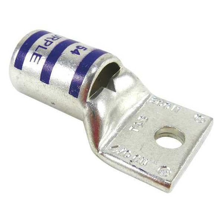 One-Hole Compression Lug, 4/0 AWG Max, 1/2 in Stud, Standard Barrel, Copper, Purple MPN:54170