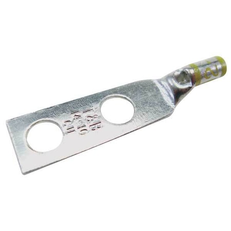 Two-Hole Compression Lug, 10 AWG Max, 1/4 in Stud, Short Barrel, Copper, Yellow MPN:54201