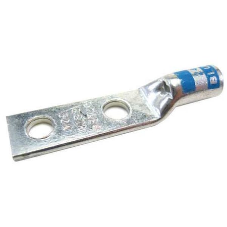Two-Hole Compression Lug, 6 AWG Max, #10 Stud, Short Barrel, Copper, Blue MPN:542050310