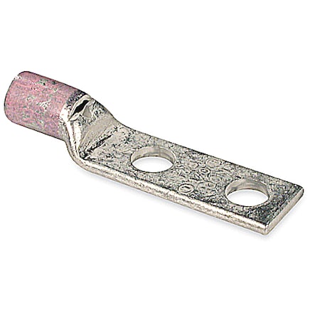 Two-Hole Compression Lug, 1/0 AWG Max, 3/8 in Stud, Standard Barrel, Copper, Pink MPN:54209